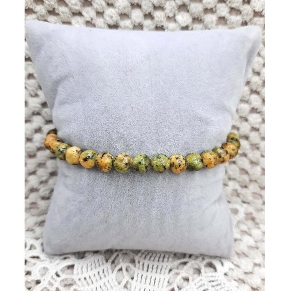 Yellow Jasper Stretch Bracelet Minimalist Stacking 6mm Beaded Earthy Crystal NEW